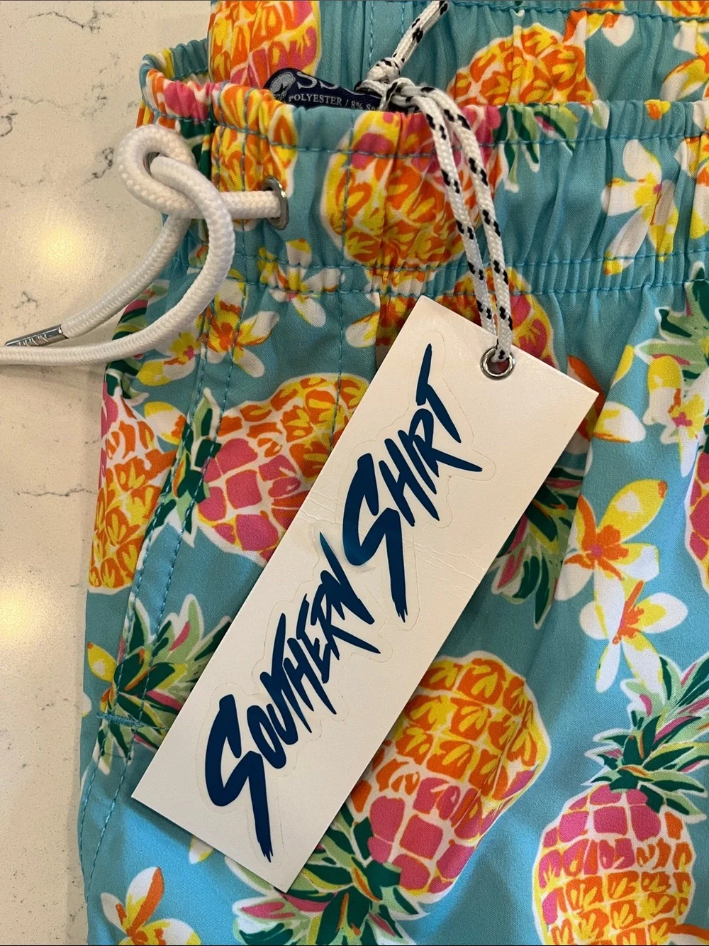 Southern Shirt Co. Men’s Aqua Pineapple Print Swim Shorts